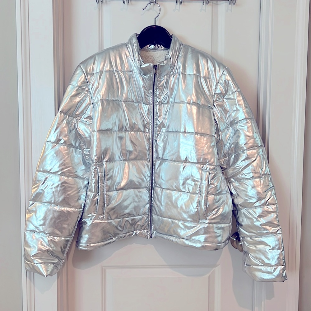 Sichel “Sleigh Team” silver puffer coat, XL